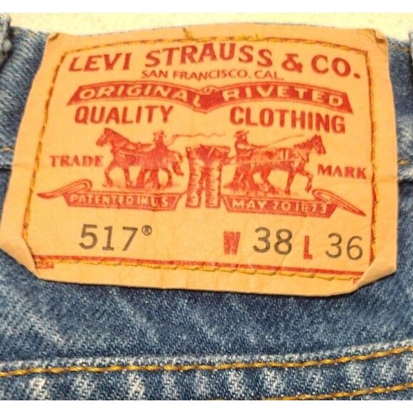 Levi's 517 Men's 38x30 Bootcut Jeans Dark Wash Blue Denim Straight Cotton Blend - Picture 2 of 9